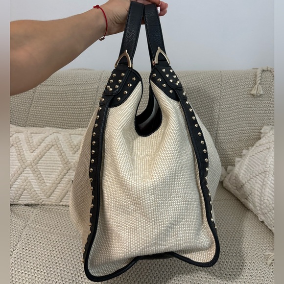 GUCCI Straw Large Soft Stirrup Shoulder Bag White, new without tags - Picture 5 of 15